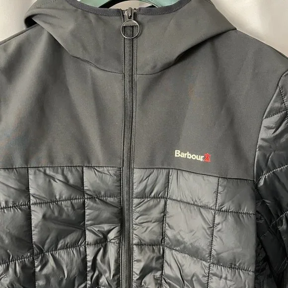 BARBOUR STRIDE HOODED LIGHTWEIGHT QUILTED JACKET Olive MSRP$280 British Classic - Picture 3 of 5